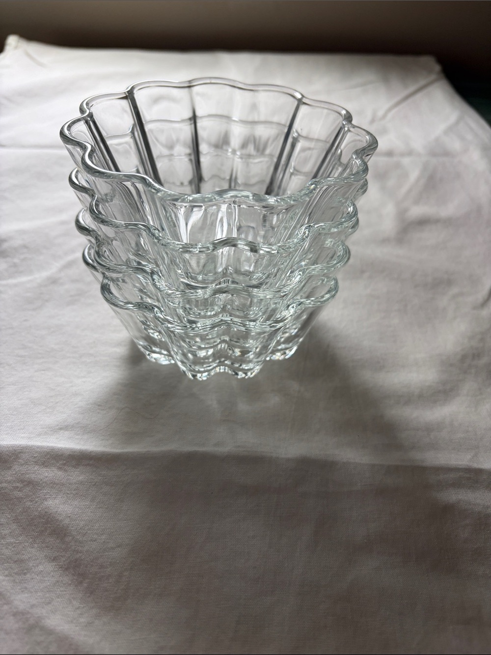 Scalloped Clear Glass Decorative Vase - Home